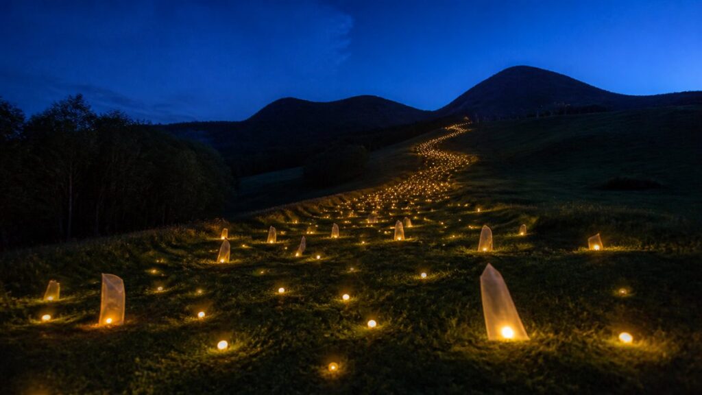 AI生成によるMountain Lightsの夜景イメージ