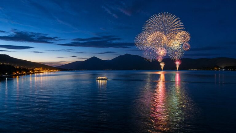 AI生成による洞爺湖ロングラン花火大会の夜景イメージ