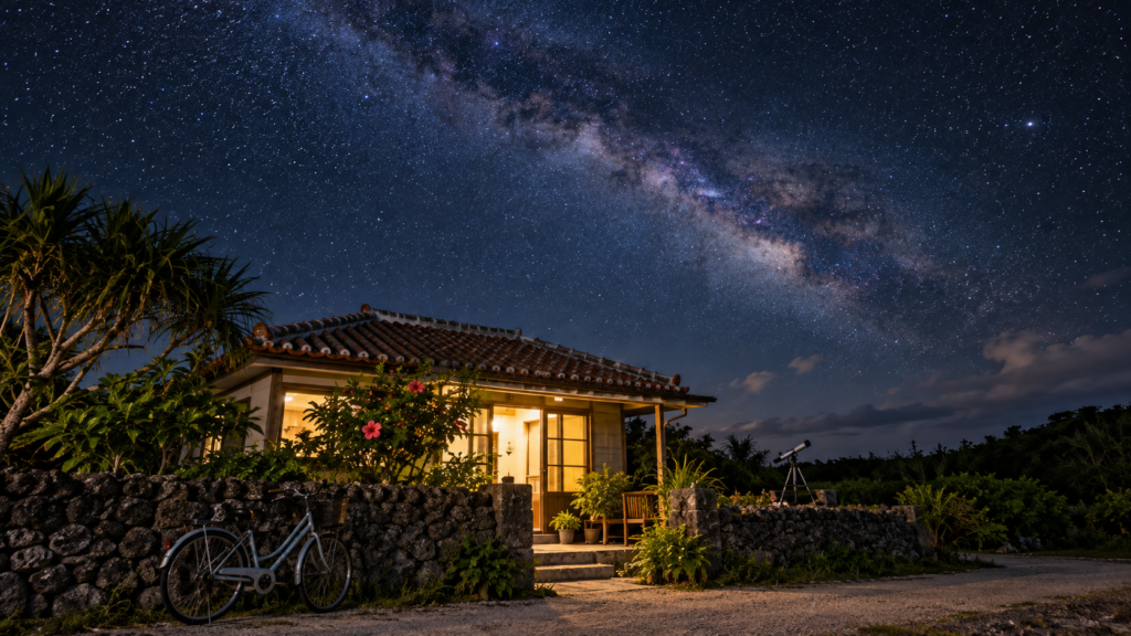 波照間島の宿と自転車と満天の星空