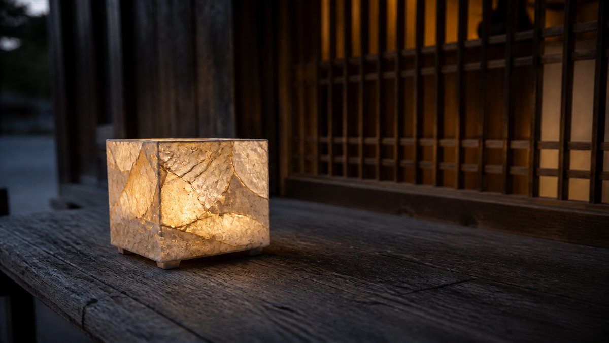 美濃和紙あかりアート展の灯りが並ぶ町並みを表現したAI生成イメージ